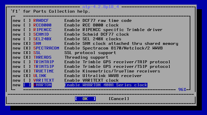 クリックでオリジナルのサイズで開きます 「FreeBSD 13.5 RELEASE」-「/usr/ports/net/ntp」「make config ④」