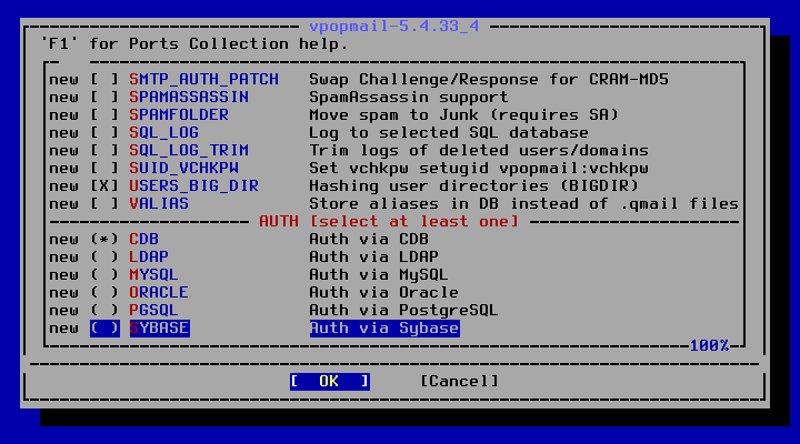クリックでオリジナルのサイズで開きます 「FreeBSD 13.5 RELEASE」-「/usr/ports/mail/vpopmail」「make config ③」」