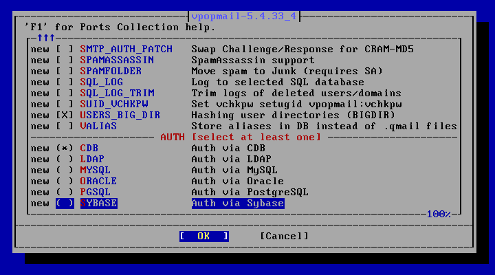 クリックでオリジナルのサイズで開きます 「FreeBSD 14.2 RELEASE」-「/usr/ports/mail/vpopmail」「make config ③」」