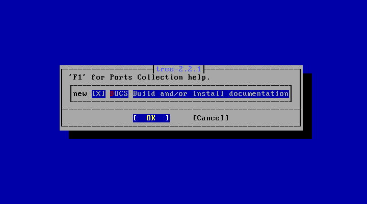 「FreeBSD 14.4 RELEASE」-「/usr/ports/sysutils/tree」「make config」