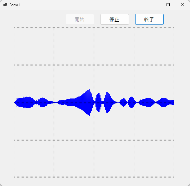 クリックでオリジナルのサイズで開きます 「NAudio.WaveFormRenderer」-「実行」