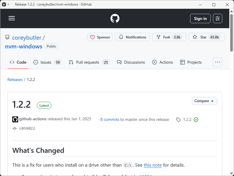 「Node Version Manager」-「GitHub」「Latest」