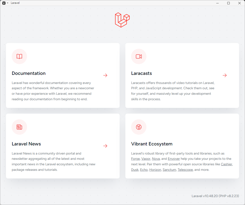 クリックでオリジナルのサイズで開きます 「PHP Laravel」-「初期表示」
