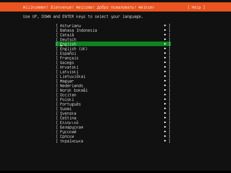 「Ubuntu 22.04 Server」-「インストール」「言語選択」