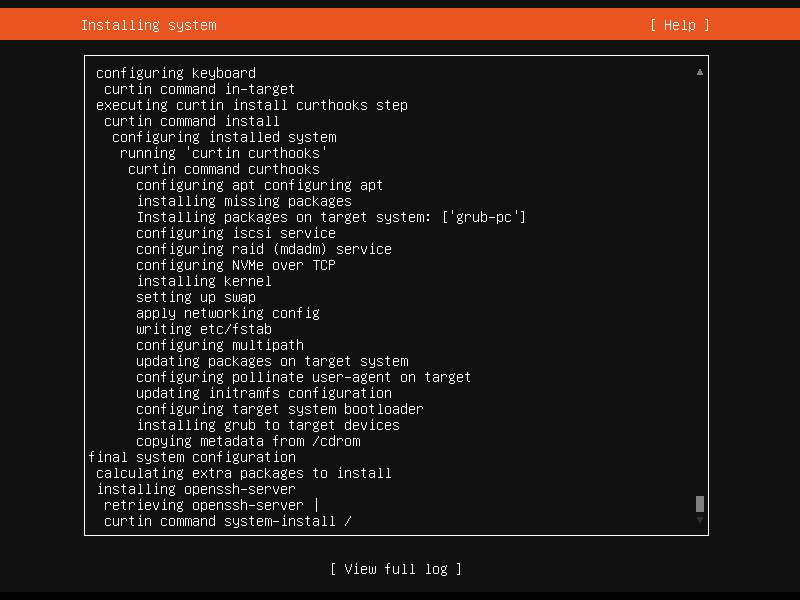 「Ubuntu 22.04 Server」-「インストール」「Installinggnillatsnns system」