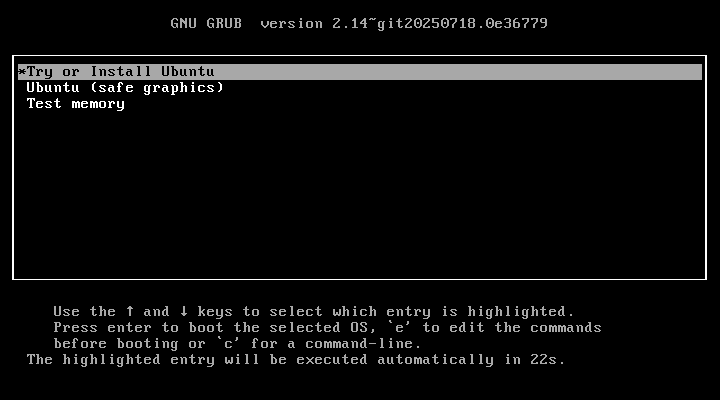 「Ubuntu 25.10」-「boot」