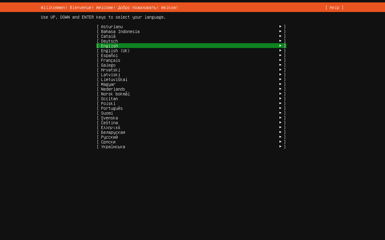 「Ubuntu 26.04 Server」-「インストール」「言語選択」