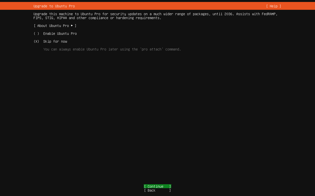 「Ubuntu 26.04 Server」-「インストール」「Upgrade Ubuntu Pro」