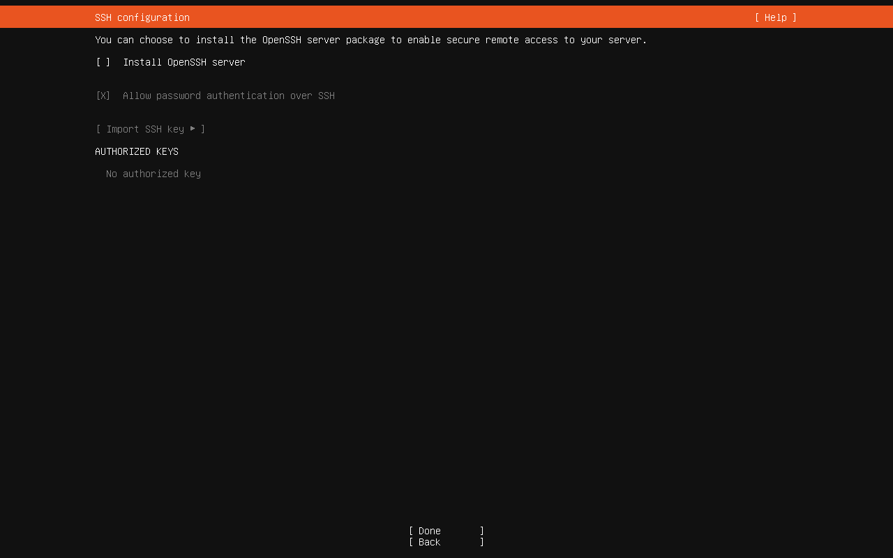 「Ubuntu 26.04 Server」-「インストール」「SSH configration」
