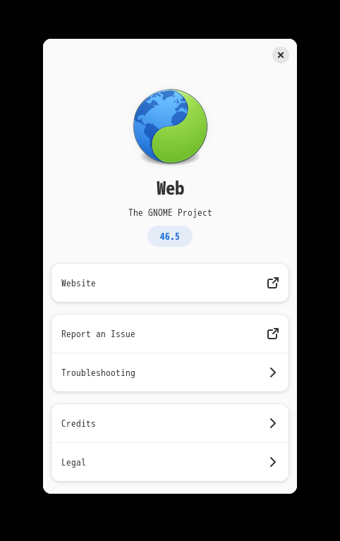 「elementary OS 8.0.1 GNOME」-「Chromium」「バージョン情報」