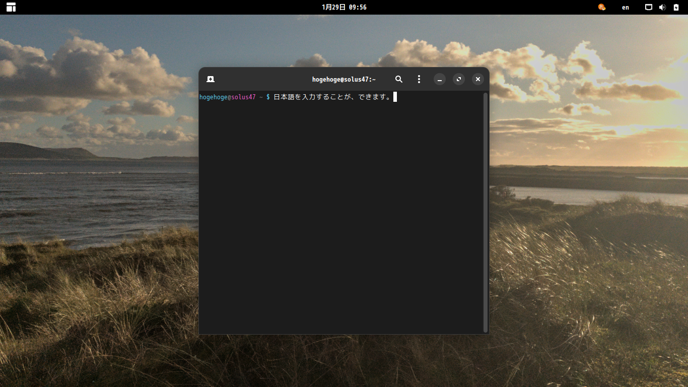 「Solus 4.7 GNOME」-「日本語入力確認」
