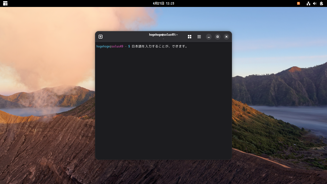 「Solus 4.9 XFCE」-「日本語入力確認」