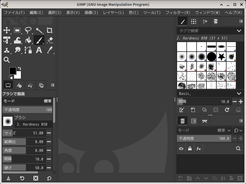 「OpenMandriva 6.0 XFCE」-「GIMP」「起動直後」