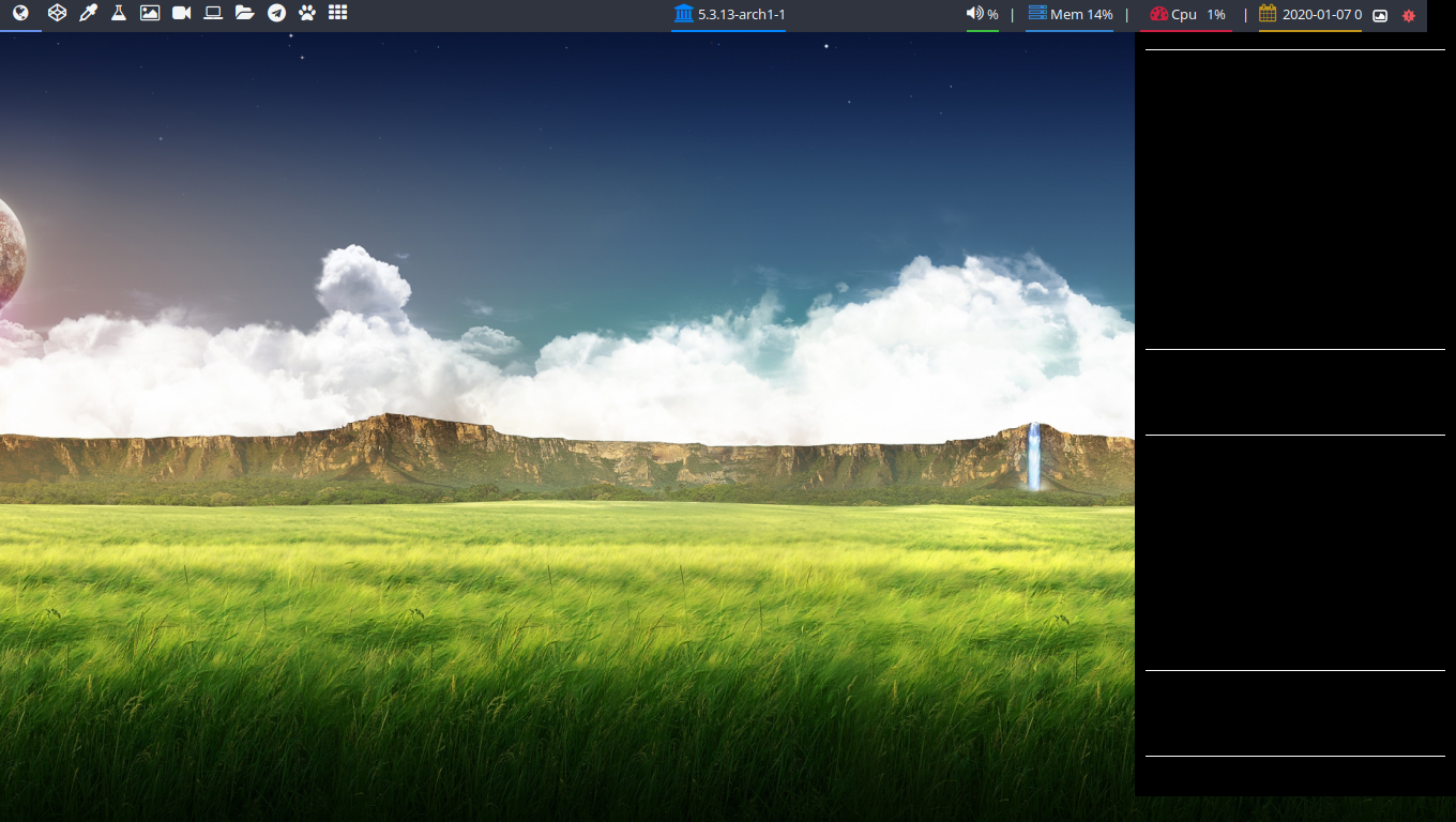 「ArcoLinux 19.12.15 bspwm」-「デフォルトのデスクトップ」