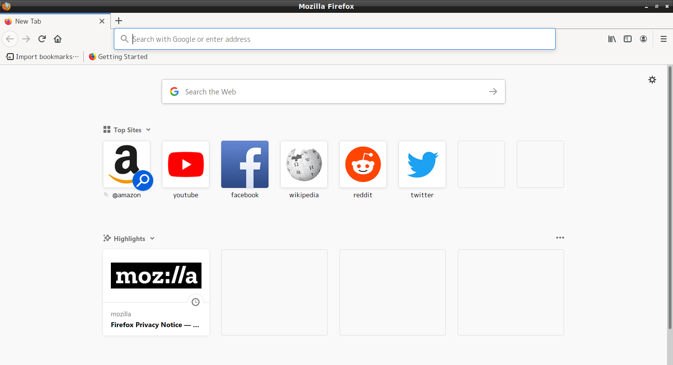 「PCLinuxOS 202010 LXDE」-「Firefox」「起動直後」