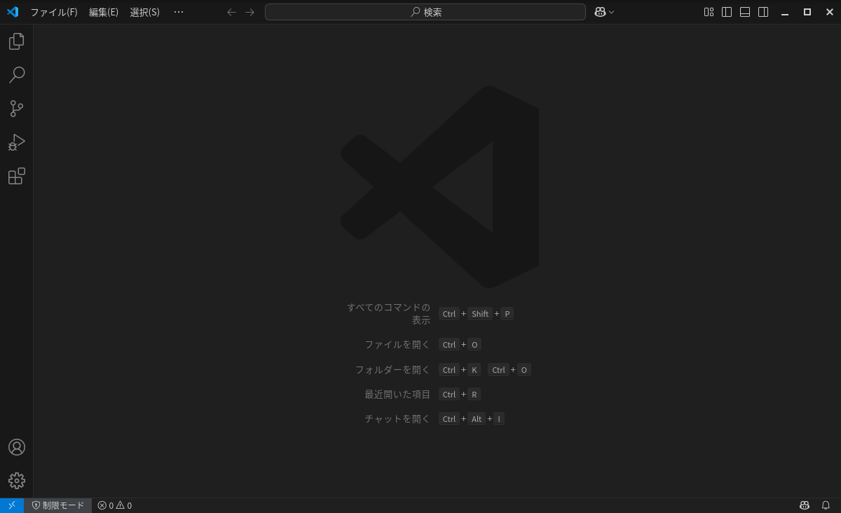 「Zorin OS 17.3 KDE」-「Visual Studio Code」「起動直後」