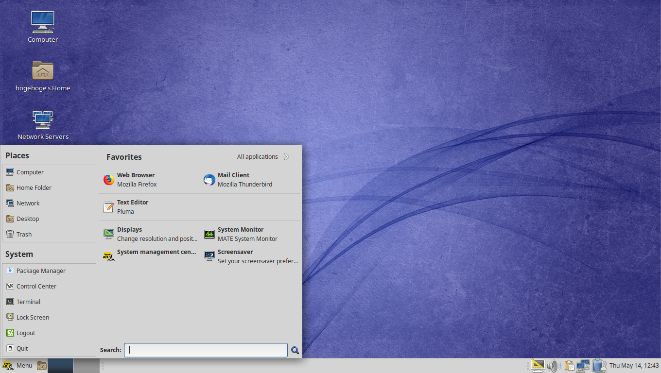 「ALT Linux  9.0 MATE」-「デフォルトのデスクトップ・メニュー」