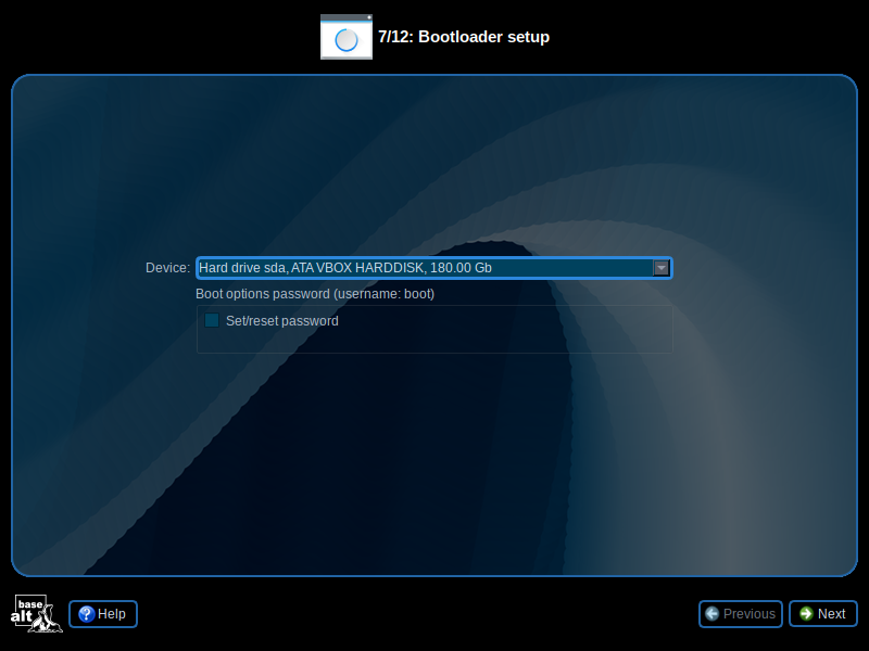 「ALT Linux  10.0」-「Bootloader setup」