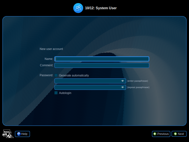 「ALT Linux  10.0」-「System User」
