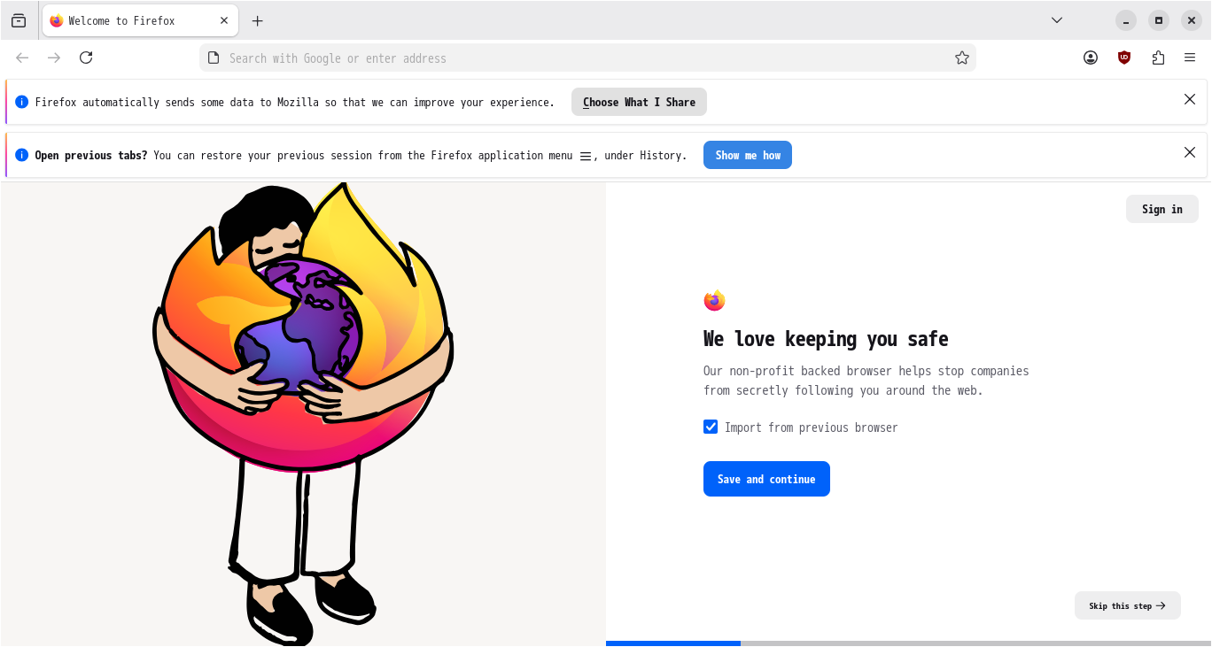 「Garuda 260115 XFCE」-「Firefox」「起動直後」