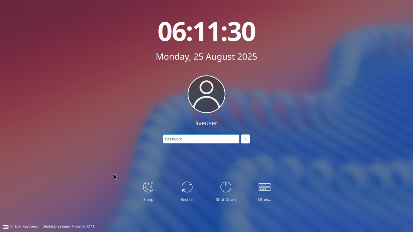 「CachyOS 250824」-「ログイン画面」