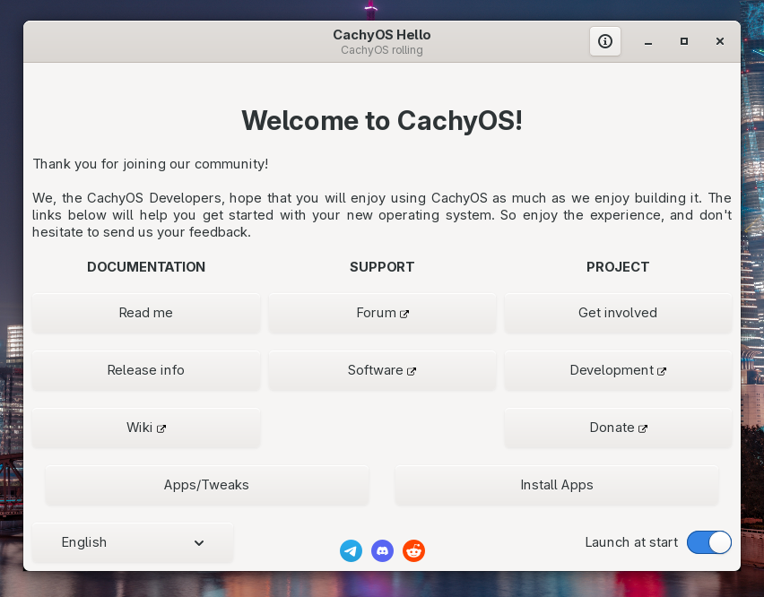 「CachyOS 250824 UKUI」-「CachyOS Hello」