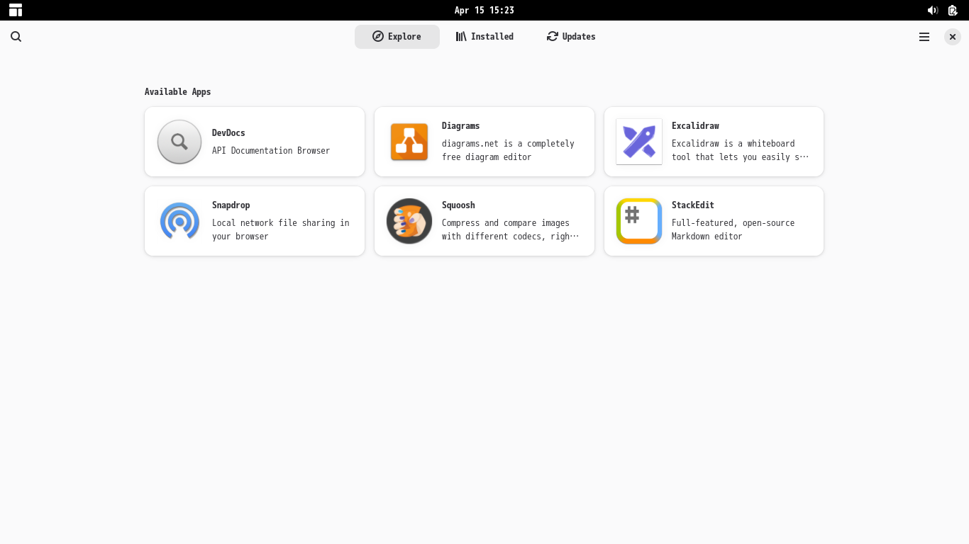 「Alpine Linux 3.23.3 GNOME」-「起動直後」