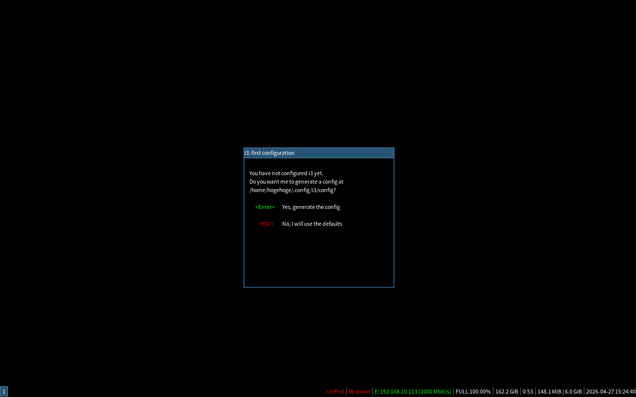 「Alpine Linux 3.23.3 i3wm」-「i3 first configration」