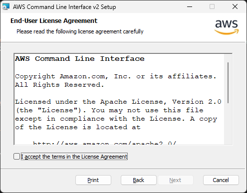 「aws-cli」-「End-User License Agreement」