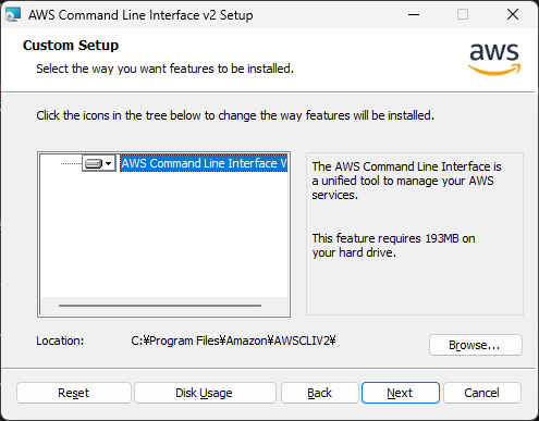 「aws-cli」-「Custom Setup」