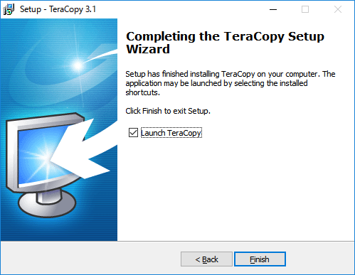 「TeraCopy 3.1 インストール」-「Completing Setup Wizard」