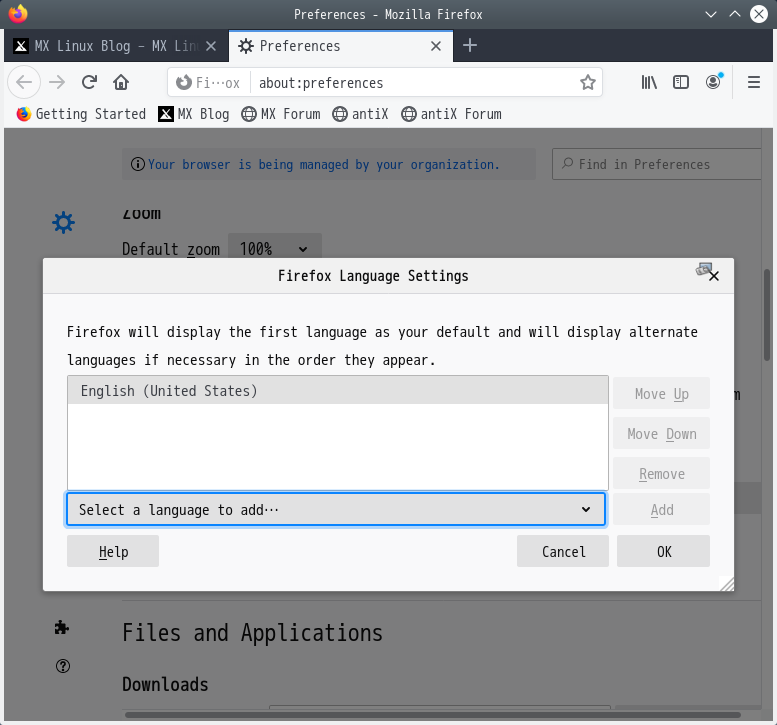 「Firefox 74.0」-「Language Settings」