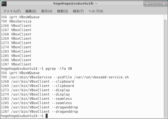 「VirtualBox Guest Additions」「Xubuntu 18.10」-「動作確認」