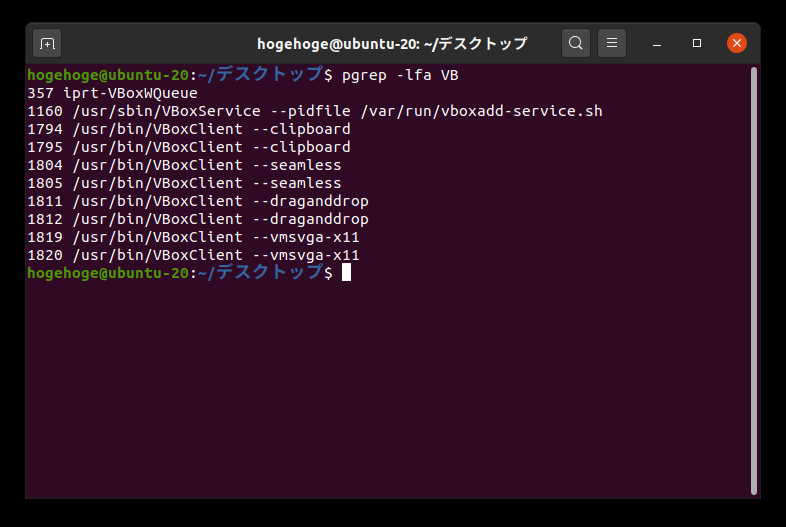 「VirtualBox Guest Additions」「Ubuntu 20.04」-「動作確認」