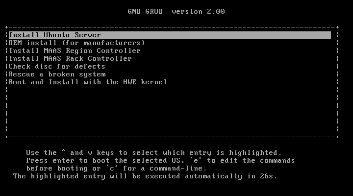 「bhyve」-「Ubuntu 24.04」「Try or Install Ubuntu Server」