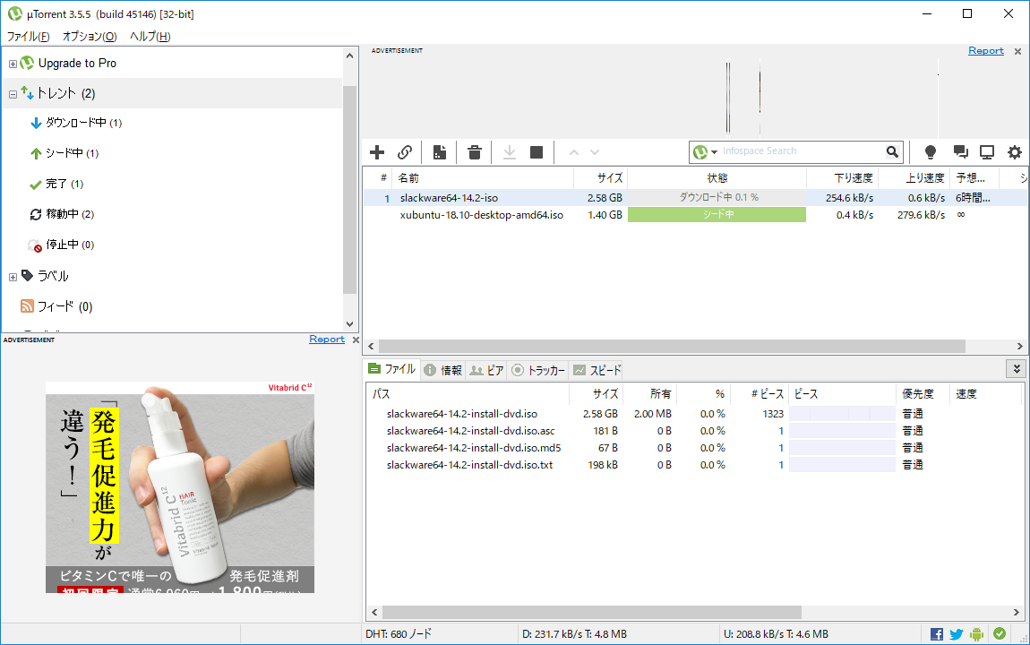 Torrent - µtorrent - ダウンロード中