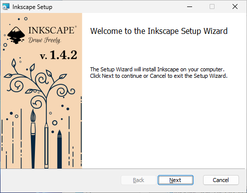 「inkscape」-「Welcome to the Inkscape Setup Wizard」